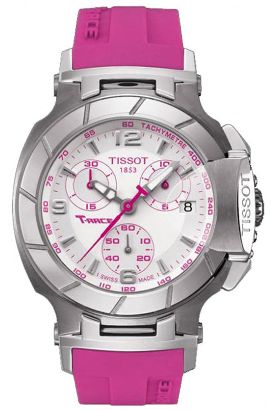 Tissot T Race Chronograph White Dial Pink Rubber Strap Watch for Women - T048.217.17.017.01 Buy Now By Tissot