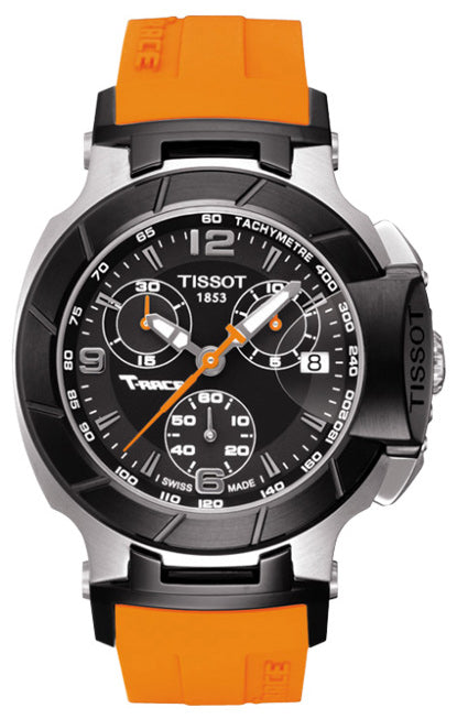 Tissot T Race Chronograph Black Dial Orange Rubber Strap Watch for Women - T048.217.27.057.00 Buy Now By Tissot
