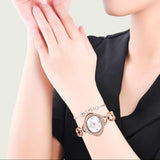 Swarovski Crystal Flower Silver Dial Rose Gold Steel Strap Watch for Women - 5547626 Buy Now By Swarovski