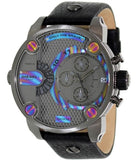 Diesel Badass Chronograph Anthracite Dial Black Leather Strap Watch For Men - DZ7270 Buy Now By Diesel