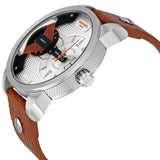 Diesel Mini Daddy Silver Dial Brown Leather Strap Watch For Men - DZ7309 Buy Now By Diesel