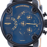 Diesel Little Daddy Blue Dial Black Leather Strap Watch For Men - DZ7257 Buy Now By Diesel