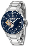Maserati SFIDA Automatic Skeleton Blue Dial Silver Steel Strap Watch For Men - R8823140007 Buy Now By Maserati