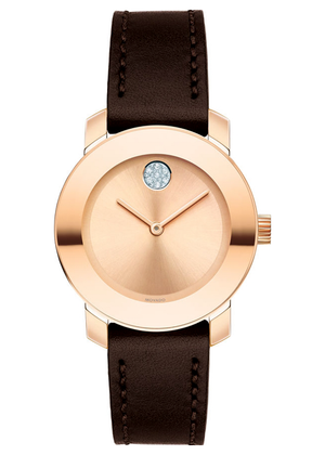 Movado Bold Rose Gold Dial Brown Leather Strap Watch For Women - 3600438 Buy Now By Movado