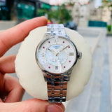 Tissot Chemin Des Tourelles Powermatic 80 Rubies Mother of Pearl Dial Silver Steel Strap Watch For Women - T099.207.11.113.00 Buy Now By Tissot