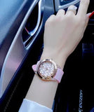Guess Clarity Gold Dial Pink Silicone Strap Watch for Women - GW0109L2 Buy Now By Guess