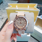 Michael Kors Runway Three Hand Crystal Pave Dial Pink Rubber Strap Watch For Women - MK6854 Buy Now By Michael Kors