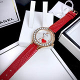 Swarovski Lovely Crystals Analog White Dial Red Leather Strap Watch for Women - 5297584 Buy Now By Swarovski