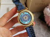 Versace V-Motif Vintage Logo Diamonds Blue Dial Blue Leather Strap Watch for Women - VERE01018 Buy Now By Versace