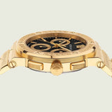 Versace Greca Chronograph Black Dial Gold Steel Strap Watch For Men - VEZ900421 Buy Now By Versace