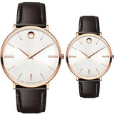 Movado Ultra Slim Silver Dial Brown Leather Strap Watch For Women - 0607093 Buy Now By Movado