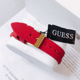 Guess Cosmo Diamonds Gold Dial Red Rubber Strap Watch for Women - GW0034L6 Buy Now By Guess