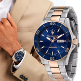 Maserati Competizione Automatic Blue Dial Two Tone Steel Strap Watch For Men - R8823100001 Buy Now By Maserati