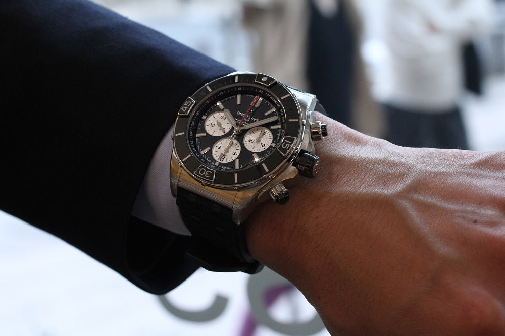 Breitling Super Chronomat B01 44 Black Dial Black Rubber Strap Watch for Men - AB0136251B1S1 Buy Now By Breitling