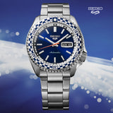 Seiko 5 Sports Petrol Blue Checker Flag Special Edition Blue Dial Silver Steel Strap Watch For Men - SRPK65K1 Buy Now By Seiko