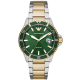 Emporio Armani Diver Chronograph Green Dial Two Tone Steel Strap Watch For Men - AR80063 Buy Now By Emporio Armani