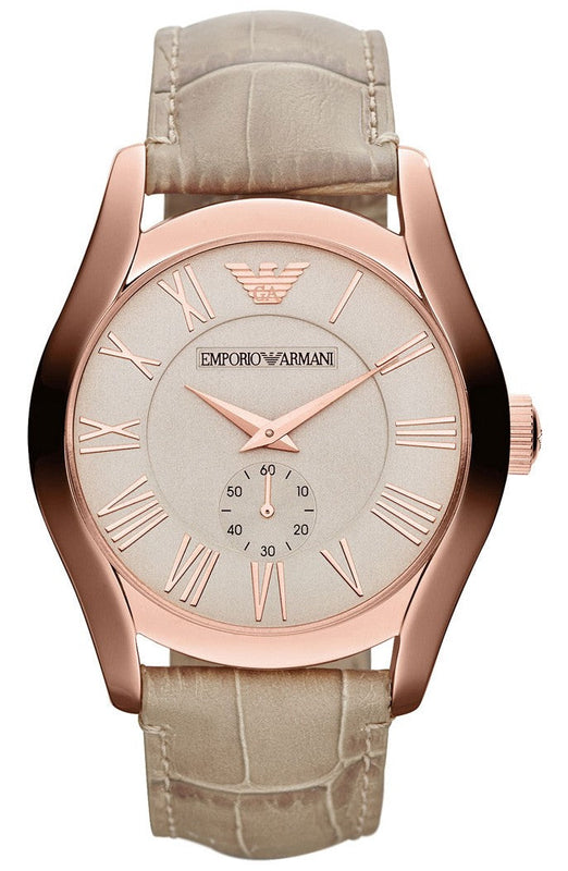 Emporio Armani Valente Analog Beige Dial Beige Leather Strap Watch For Men - AR1667 Buy Now By Emporio Armani