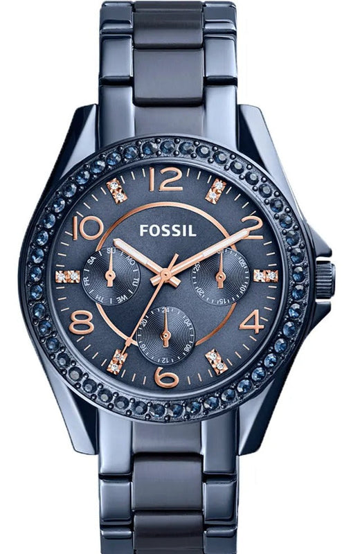 Fossil Riley Quartz Blue Dial Blue Steel Strap Watch for Women - ES4294 Buy Now By Fossil