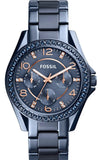 Fossil Riley Quartz Blue Dial Blue Steel Strap Watch for Women - ES4294 Buy Now By Fossil