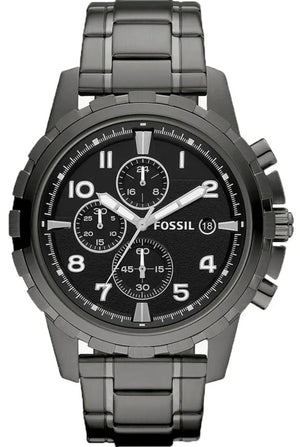 Fossil Dean Chronograph Black Dial Black Steel Strap Watch for Men - FS4721 Buy Now By Fossil