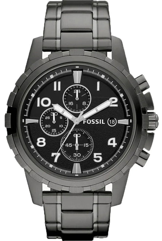 Fossil Dean Chronograph Black Dial Black Steel Strap Watch for Men - FS4721 Buy Now By Fossil