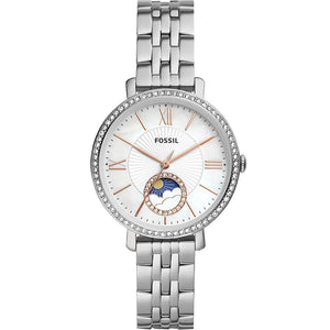 Fossil Jacqueline Multifunction Moonphase White Dial Silver Steel Strap Watch for Women - ES5164 Buy Now By Fossil