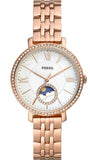 Fossil Jacqueline Analog Moonphase Mother of Pearl White Dial Rose Gold Steel Strap Watch for Women - ES5165 Buy Now By Fossil