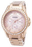 Fossil Riley Multifunction Rose Gold Dial Rose Gold Steel Strap Watch for Women - ES2811 Buy Now By Fossil