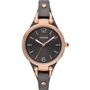 Fossil Georgia Smoke Grey Dial Grey Leather Strap Watch for Women - ES3077 Buy Now By Fossil