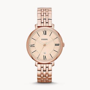 Fossil Jacqueline Rose Gold Dial Rose Gold Steel Strap Watch for Women - ES3435 Buy Now By Fossil