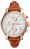 Fossil Boyfriend Chronograph White Dial Brown Leather Strap Watch for Women - ES3837 Buy Now By Fossil