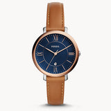 Fossil Jacqueline Three Hand Date Luggage Blue Dial Brown Leather Strap Watch for Women - ES4274 Buy Now By Fossil