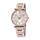 Fossil Carlie Silver Dial Two Tone Steel Strap Watch for Women - ES4342 Buy Now By Fossil