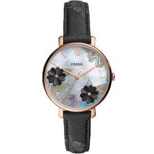 Fossil Jacqueline Mother of Pearl Dial Black Leather Strap Watch for Women - ES4535 Buy Now By Fossil