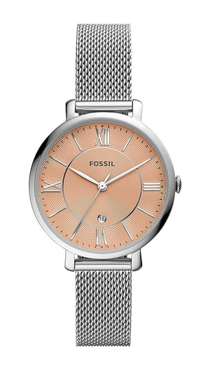 Fossil Jacqueline Three Hand Pink Dial Silver Mesh Strap Watch for Women - ES5089 Buy Now By Fossil
