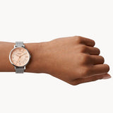 Fossil Jacqueline Three Hand Pink Dial Silver Mesh Strap Watch for Women - ES5089 Buy Now By Fossil