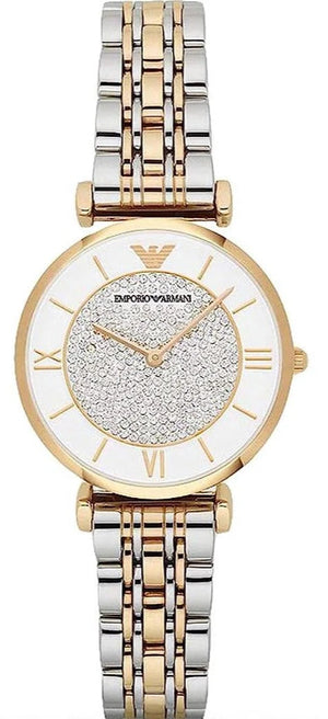 Emporio Armani Gianni T Bar Analog White Dial Two Tone Steel Strap Watch For Women - AR2076 Buy Now By Emporio Armani