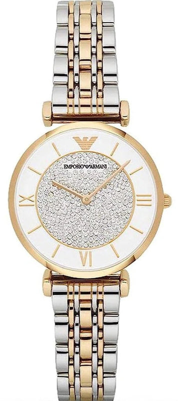 Emporio Armani Gianni T Bar Analog White Dial Two Tone Steel Strap Watch For Women - AR2076 Buy Now By Emporio Armani