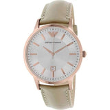 Emporio Armani Classic Quartz Silver Dial Beige Leather Strap Watch For Men - AR2464 Buy Now By Emporio Armani