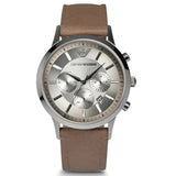 Emporio Armani Classic Chronograph Silver Dial Brown Leather Strap Watch For Men - AR2471 Buy Now By Emporio Armani