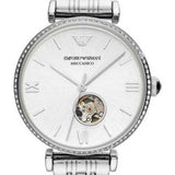 Emporio Armani Gianni T-Bar Automatic Silver Dial Silver Steel Strap Watch For Women - AR60022 Buy Now By Emporio Armani