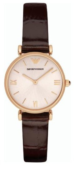 Emporio Armani Classic Quartz Pink Dial Brown Leather Strap Watch For Women - AR1911 Buy Now By Emporio Armani