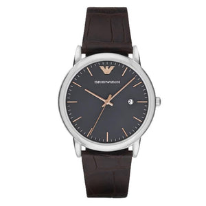 Emporio Armani Luigi Quartz Gray Dial Brown Leather Strap Watch For Men - AR1996 Buy Now By Emporio Armani