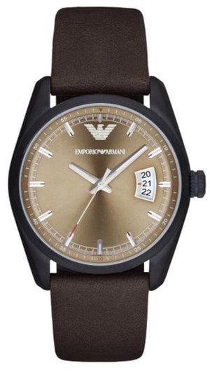 Emporio Armani Sportivo Chronograph Beige Dial Brown Leather Strap Watch For Men - AR6081 Buy Now By Emporio Armani