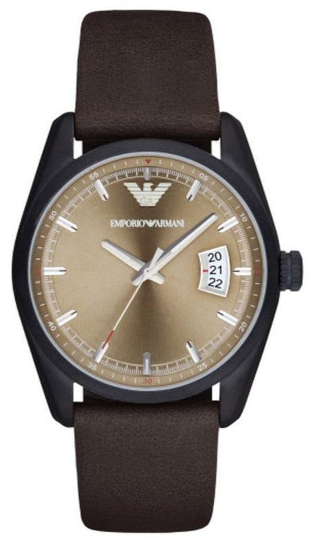 Emporio Armani Sportivo Chronograph Beige Dial Brown Leather Strap Watch For Men - AR6081 Buy Now By Emporio Armani