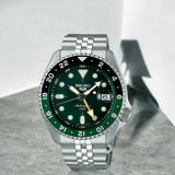 Seiko 5 Sports SKX GMT Automatic Green Dial Silver Steel Strap Watch For Men - SSK035K1 Buy Now By Seiko