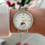 Fossil Jacqueline Analog Moonphase Mother of Pearl White Dial Two Tone Steel Strap Watch for Women - ES5166 Buy Now By Fossil