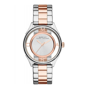 Marc Jacobs Tether Transparent White Dial Two Tone Steel Strap Watch for Women - MBM3436 Buy Now By Marc Jacobs
