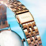 Fossil Jacqueline Analog Moonphase Mother of Pearl White Dial Rose Gold Steel Strap Watch for Women - ES5165 Buy Now By Fossil