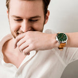 Fossil Grant Chronograph Green Dial Brown Leather Strap Watch for Men - FS4918 Buy Now By Fossil